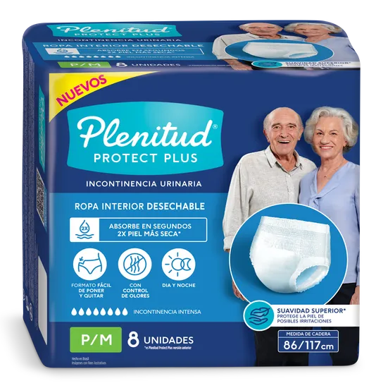 PAÑAL PLENITUD PLUS (ROPA INTERIOR DESECHABLE) P/M X 8 UNIDADES - Ecofarma