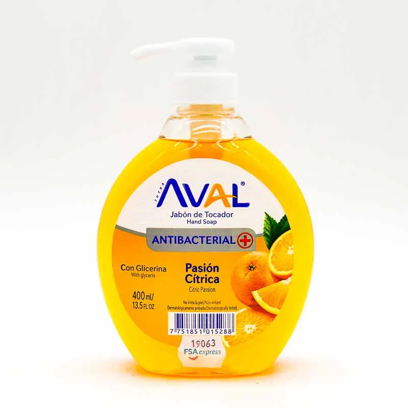 JABON LIQUIDO AVAL ANTIBACTERIAL PASION CITRICA X 400 ML - Ecofarma