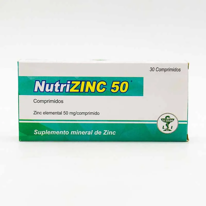 NUTRIZINC 50 MG CAJA X 30 COMPRIMIDOS - Ecofarma