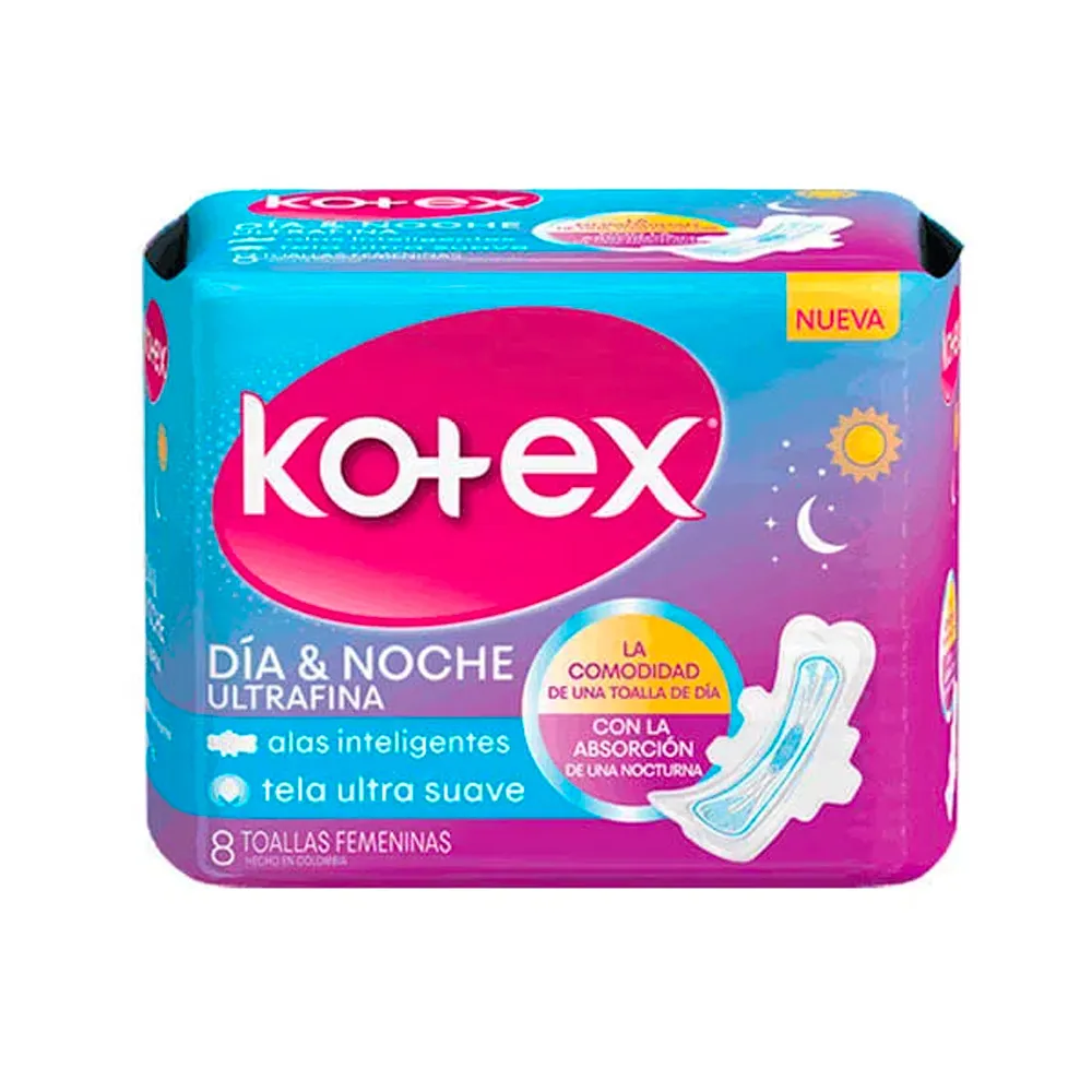 KOTEX DIA & NOCHE ULTRAFINA X 8 TOALLAS - Ecofarma