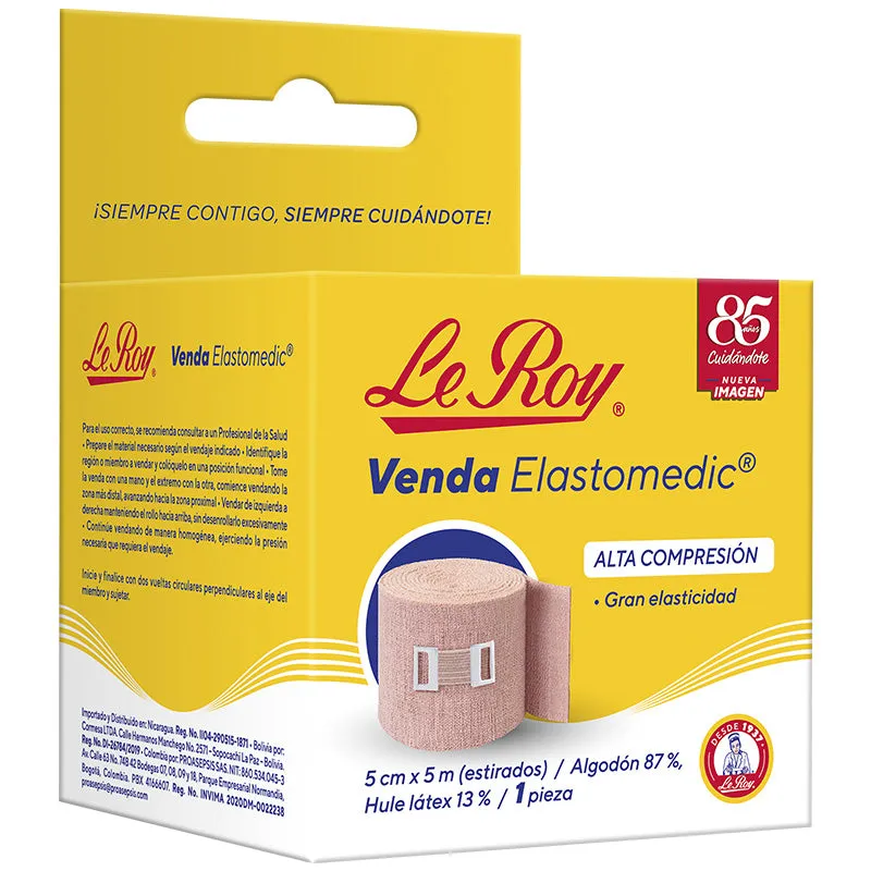 VENDA ELASTICA DE ALTA COMPRESION "LE ROY" 5 X 5 CM - Ecofarma
