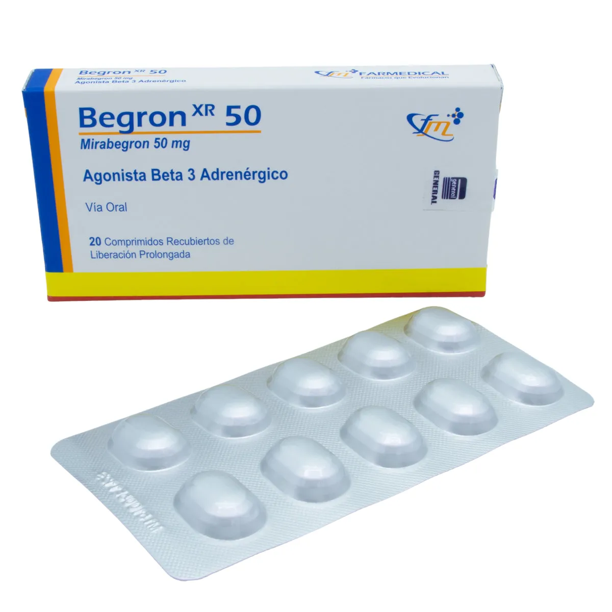BEGRON MIRABEGRON XR 50 MG CAJA X 20 COMPRIMIDOS - Ecofarma
