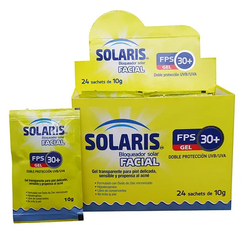 SOLARIS FACIAL GEL FPS 30 CAJA X 24 SACHETS - Ecofarma
