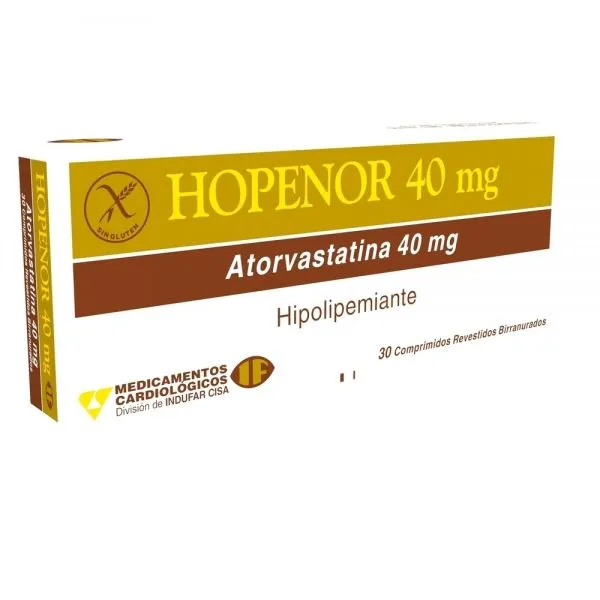 HOPENOR 40 MG ATORVASTATINA CAJA X 30 COMPRIMIDOS - Ecofarma