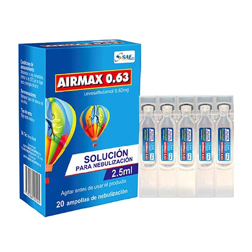 AIRMAX 0.63  SOLUCION   PARA NEBULIZACION X 20 AMPOLLAS - Ecofarma
