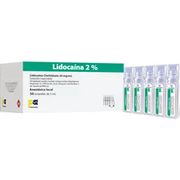 LIDOCAINA 2% 10 ML CAJA X 50 AMPOLLAS - Ecofarma