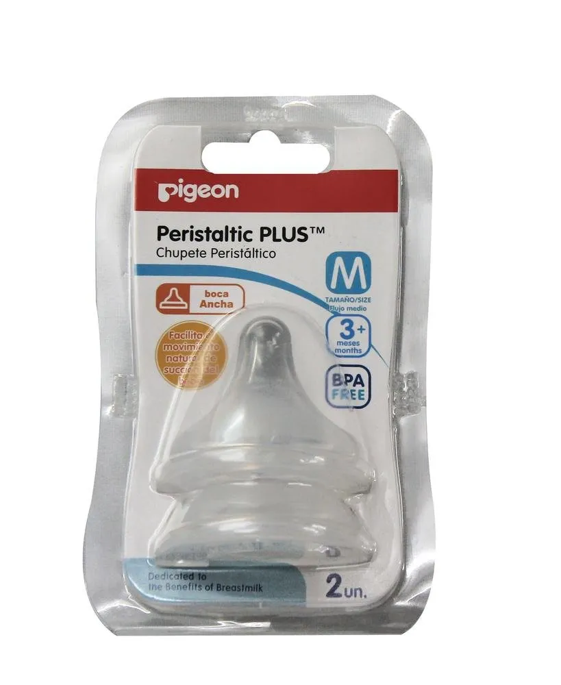 TETINA PERISTALTICO PIGEON TALLA "M" BOCA ANCHA X 2 - Ecofarma