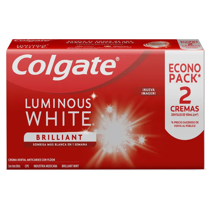 PASTA DENTAL COLGATE LUMINOUS WHITE PACK X 2 - Ecofarma