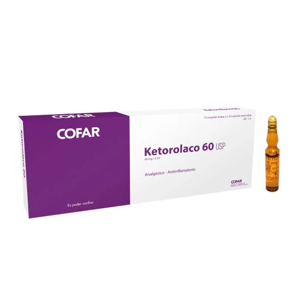 KETOROLACO 60 MG CAJA X 15 AMPOLLAS - Ecofarma