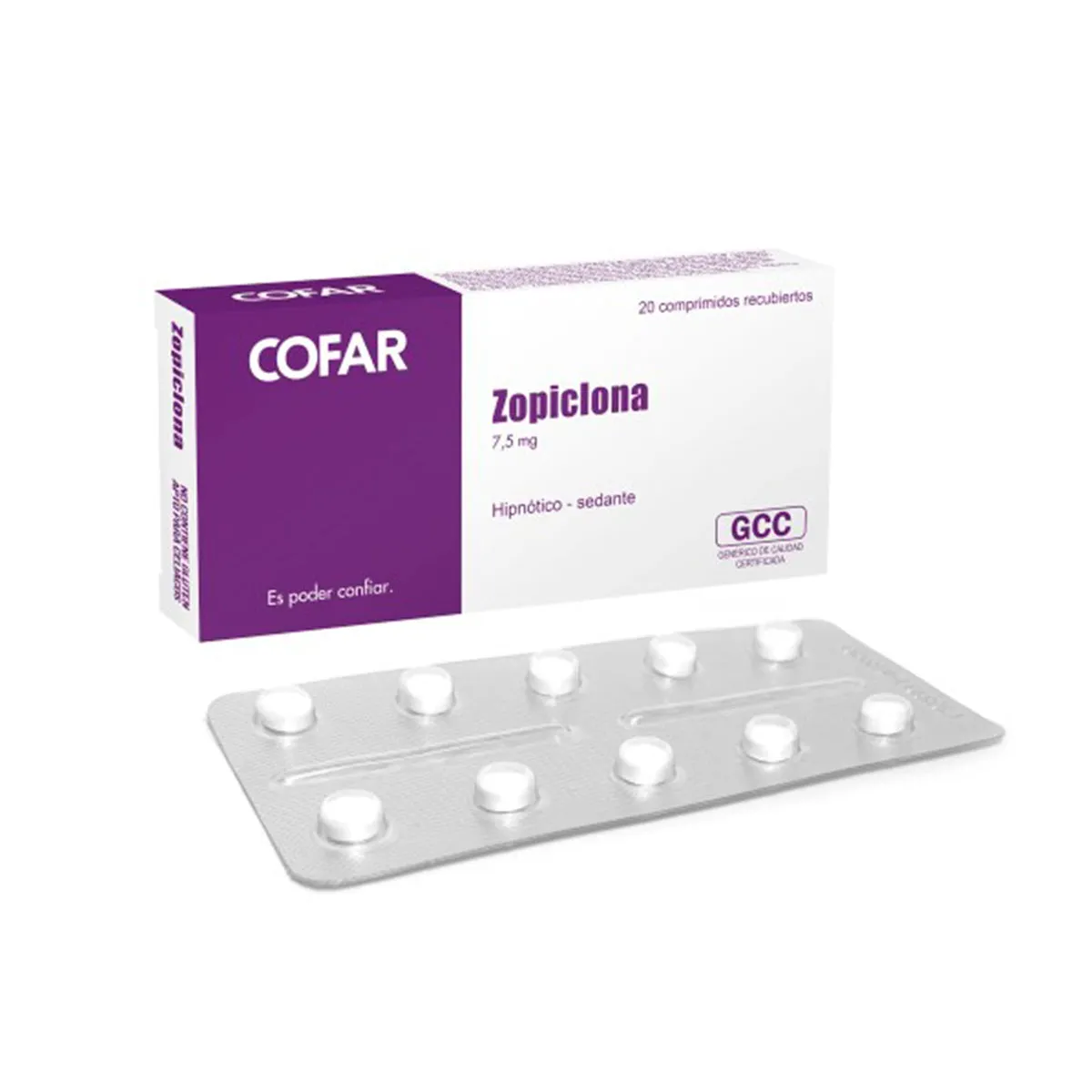 ZOPICLONA COFAR 7.5 MG CAJA X 20 COMPRIDOS - Ecofarma