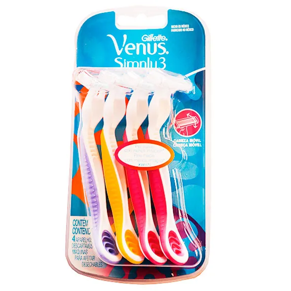 GILLETTE VENUS SIMPLY3 CAJA X 4 UNIDADES - Ecofarma