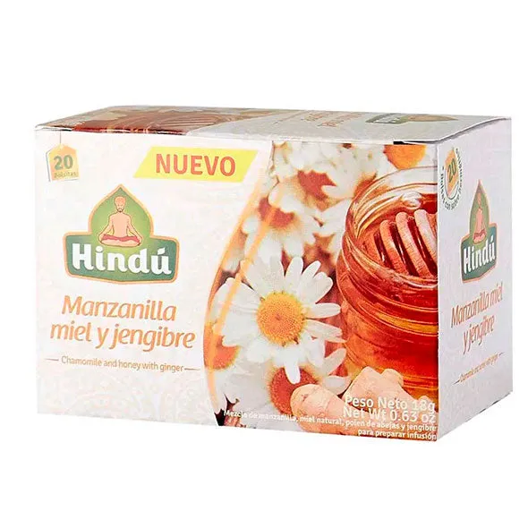 TE MANZANILLA Y JENGIBRE CON SABOR A MIEL HINDU CAJA X 20 BOLSITAS - Ecofarma