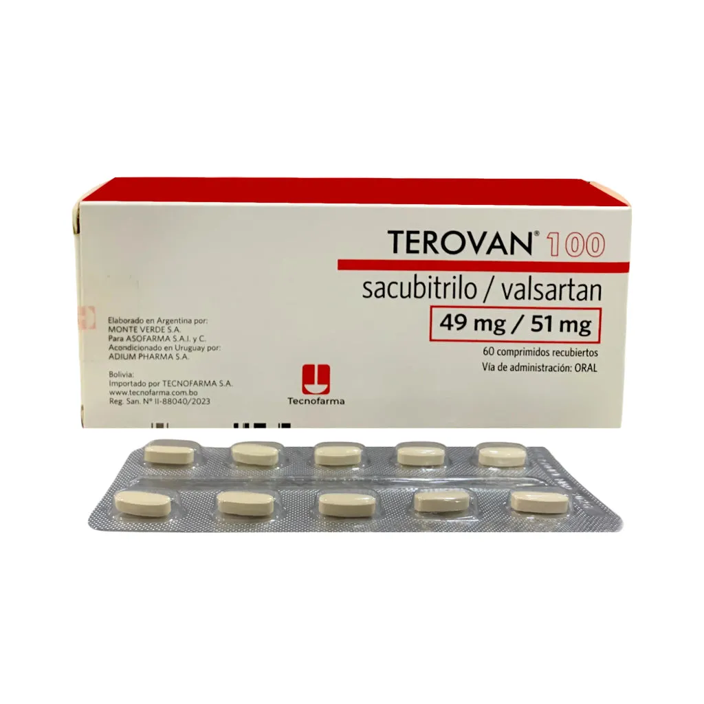 TEROVAN 100 SACUBITRILO/VALSARTAN CAJA X 60 COMPRIMIDOS - Ecofarma