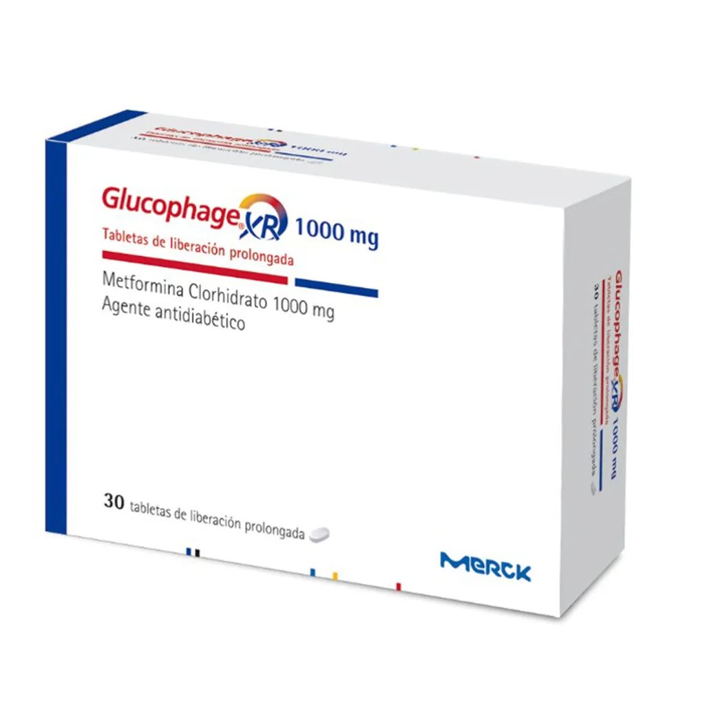 GLUCOPHAGE XR 1000 MG CAJA X 30 COMPRIMIDOS - Ecofarma