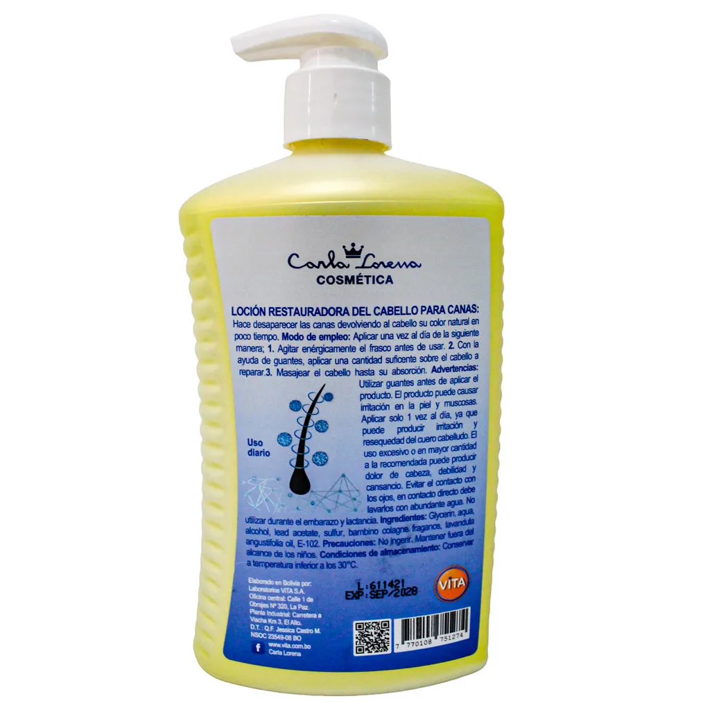 LOCION RESTAURADORA DEL CABELLO CARLA LORENA X 340ML - Ecofarma