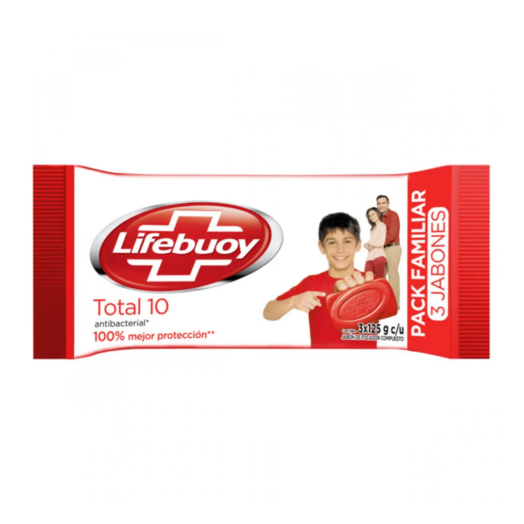 JABONCILLO LIFEBUOY TOTAL 10 PACK X 3 UNIDADES X 125 GR - Ecofarma