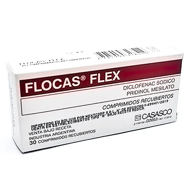 FLOCAS FLEX DICLOFENACO 50MG/PRIDINOL 4MG CAJA X 30 COMPRIMIDOS - Ecofarma