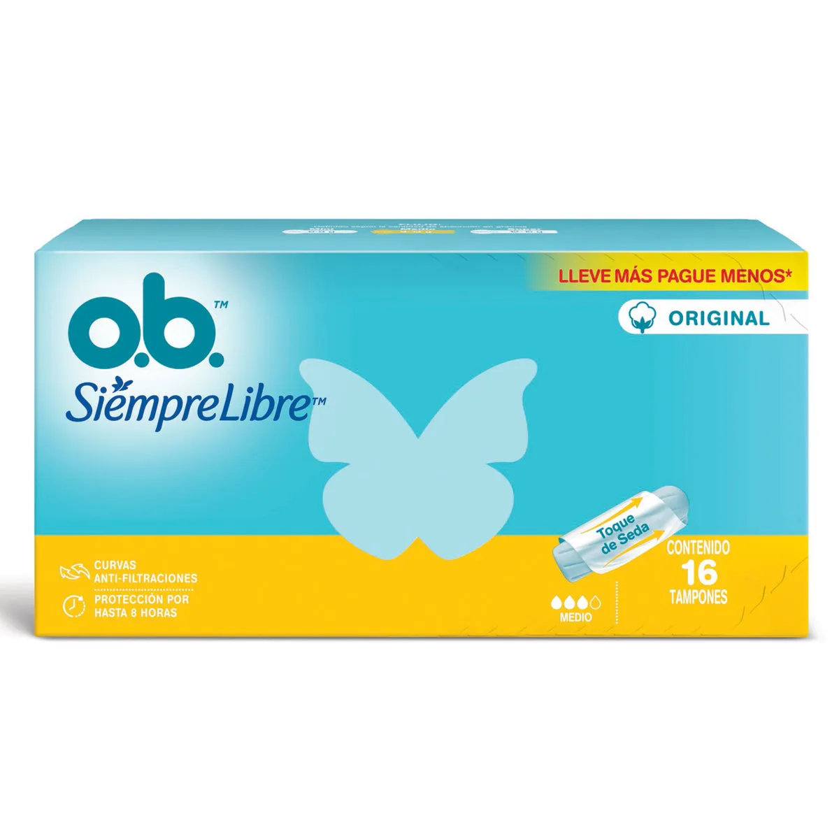 OB MEDIO SIEMPRE LIBRE CAJA X 16 TAMPONES - Ecofarma