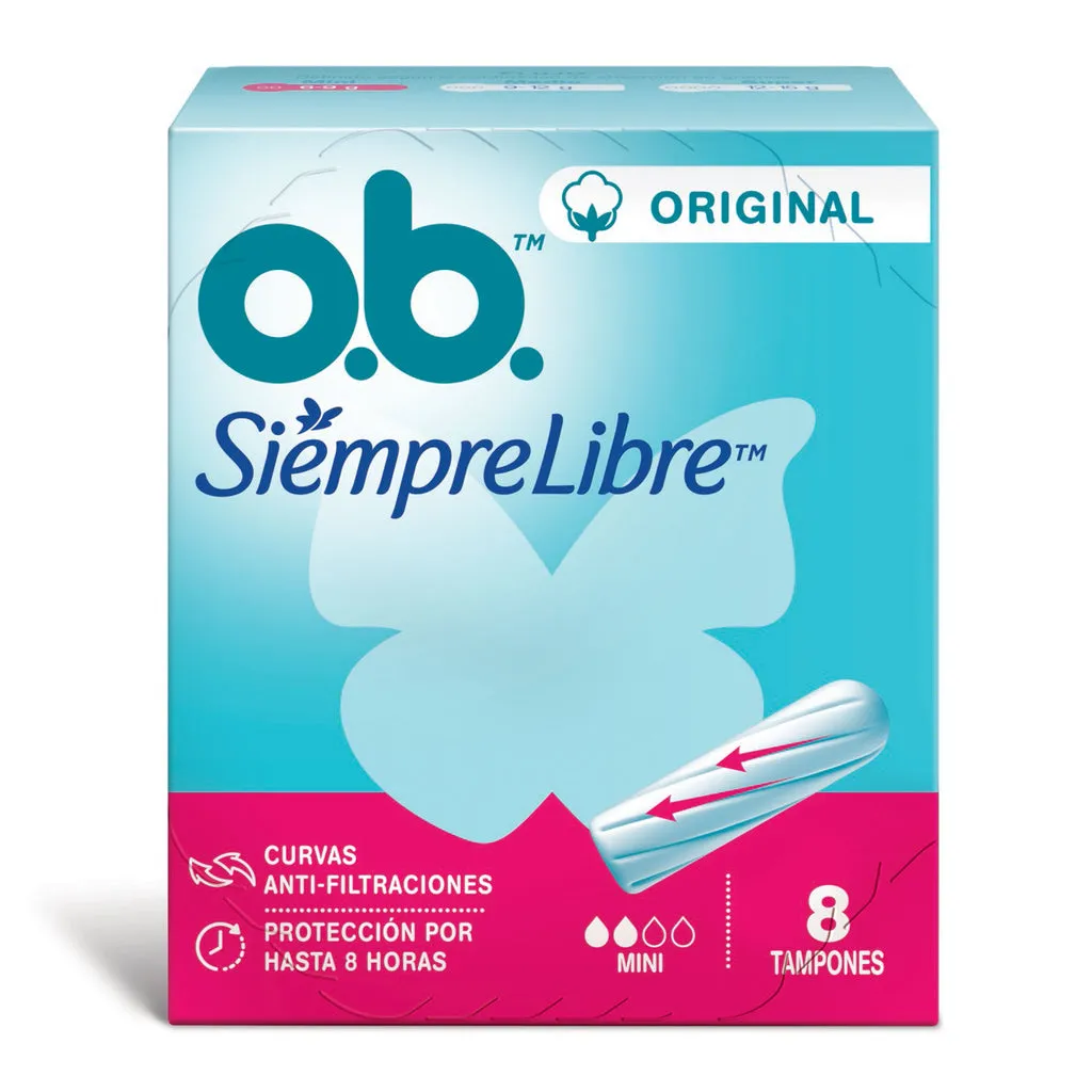 OB MINI SIEMPRE LIBRE CAJA X 8 TAMPONES - Ecofarma