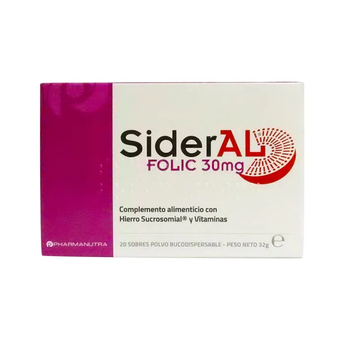 SIDERAL FOLIC 30 MG CAJA X 20 SOBRES - Ecofarma