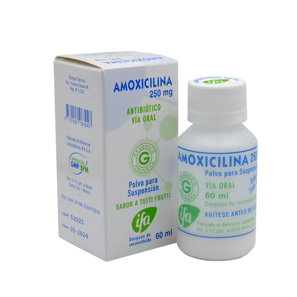 AMOXICILINA 250 MG SUSPENSION FCO X  60 ML. - Ecofarma