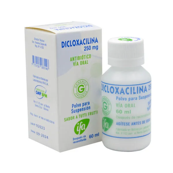 DICLOXACILINA 250 MGSUSPENCION FCO X 60 ML - Ecofarma