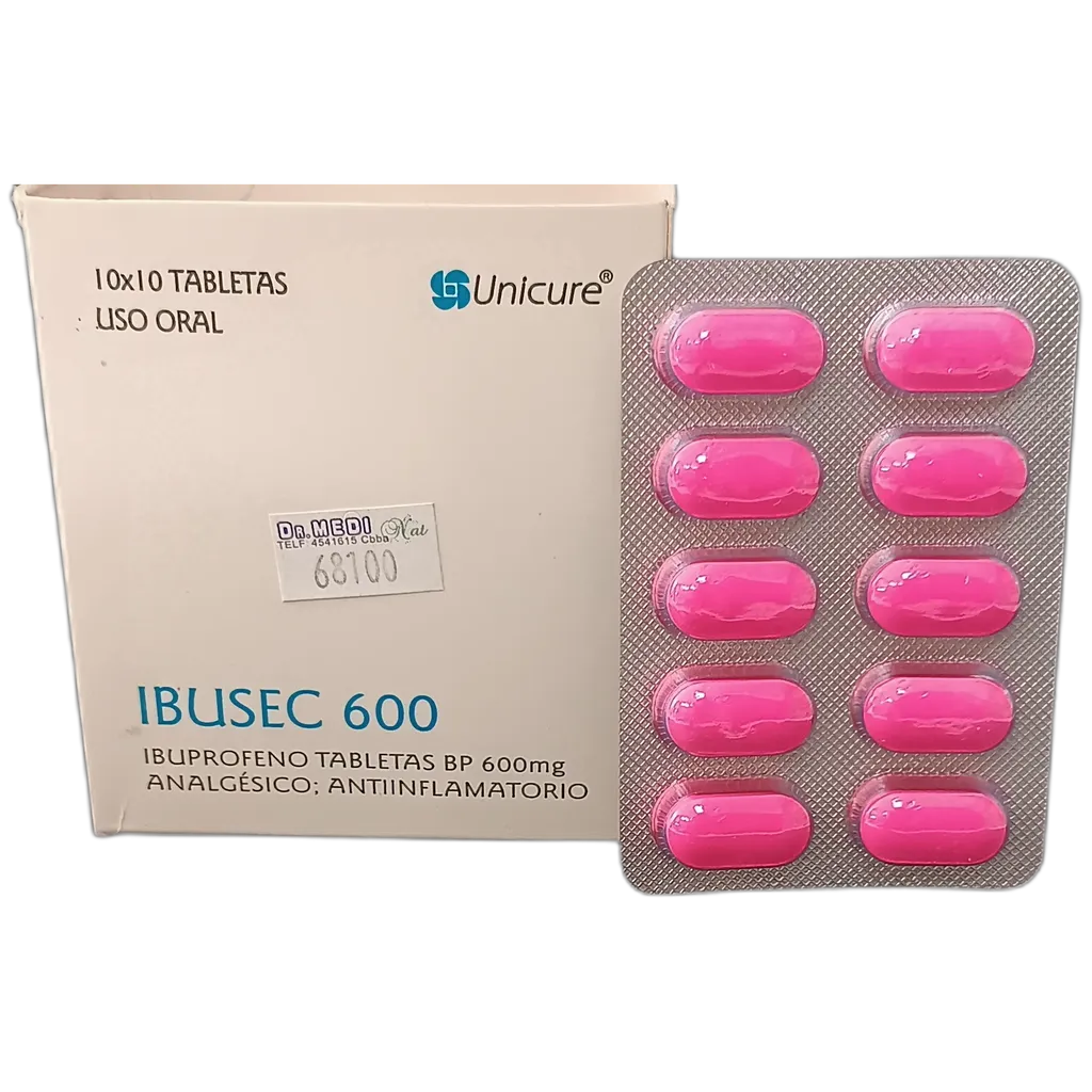 IBUSEC IBUPROFENO 600 MG CAJA X 100 TABLETAS - Ecofarma