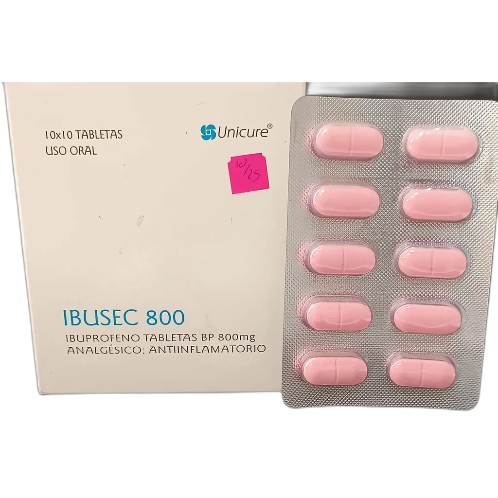 IBUSEC IBUPROFENO800 MG CAJA X 100 TABLETAS - Ecofarma