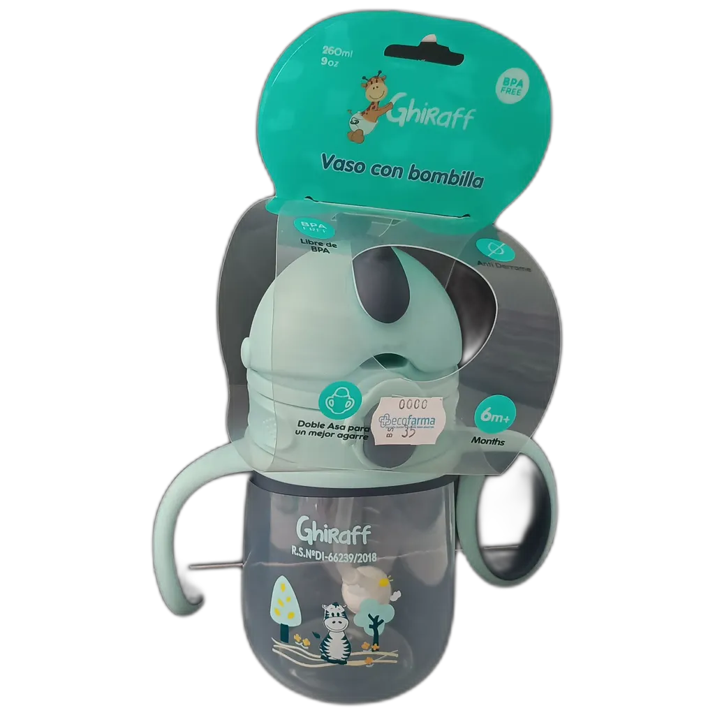 VASO CON BOMBILLA GHIRAFF X 260 ML BG P1434 - Ecofarma