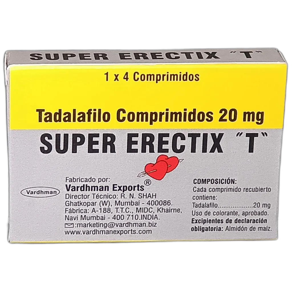 SUPER ERECTIX T TADALAFILO  20 MG CAJA X 4 COMPRIMIDOS - Ecofarma