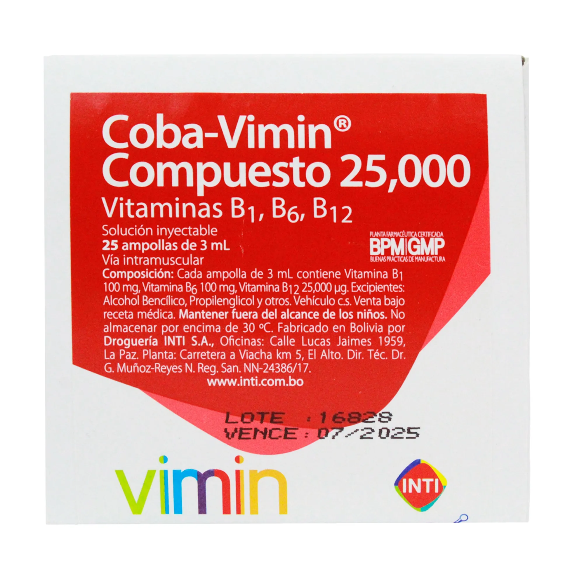 COBA VIMIN COMPUESTO 25.000 CAJA X 25 AMPOLLAS - Ecofarma