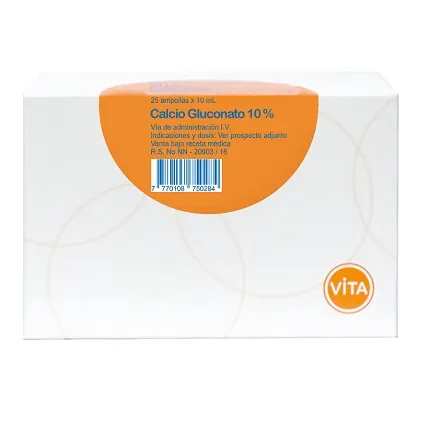 GLUCONATO DE CALCIO 10% CAJA X 25 AMPOLLA - Ecofarma