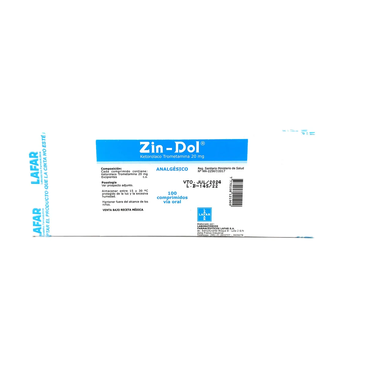 ZIN DOL 20 MG CAJA X 100 COMPRIMIDOS - Ecofarma