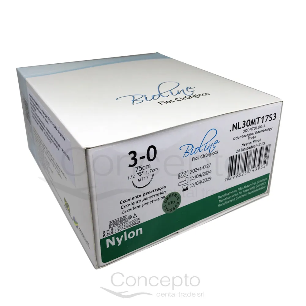 HILO DE SUTURA NYLON BIOLINE 3/0 - Ecofarma