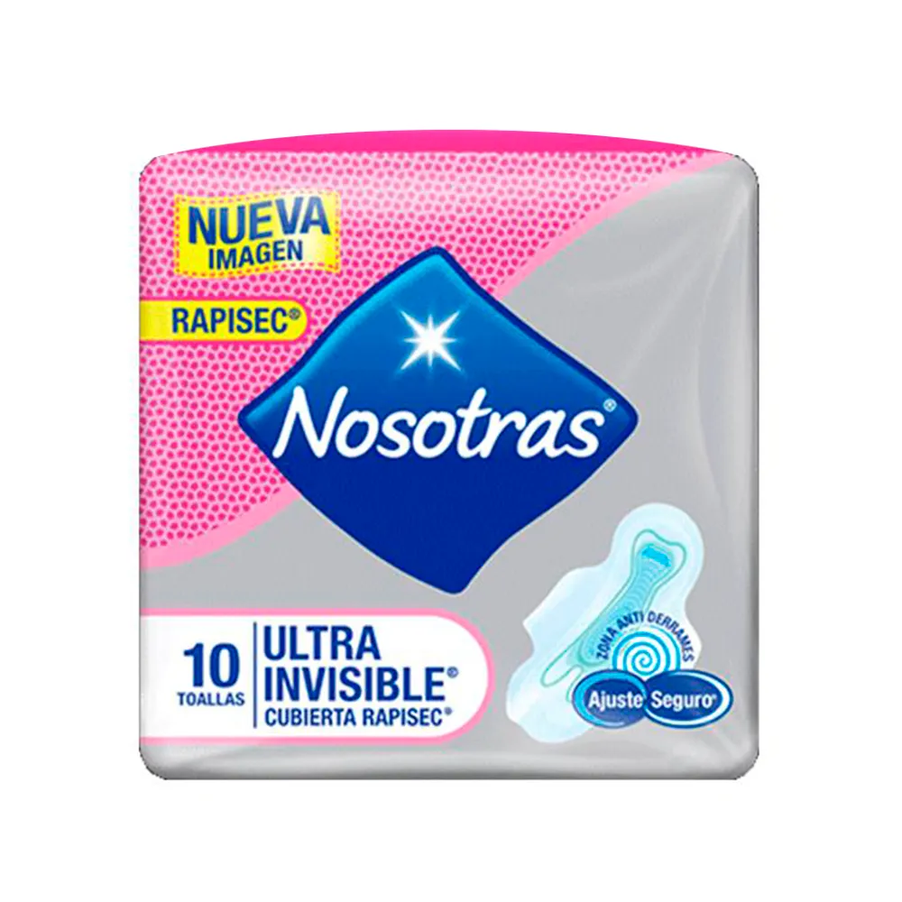 NOSOTRAS ULTRA INVISIBLE RAPIGEL PLOMO X 10 TOALLITAS - Ecofarma