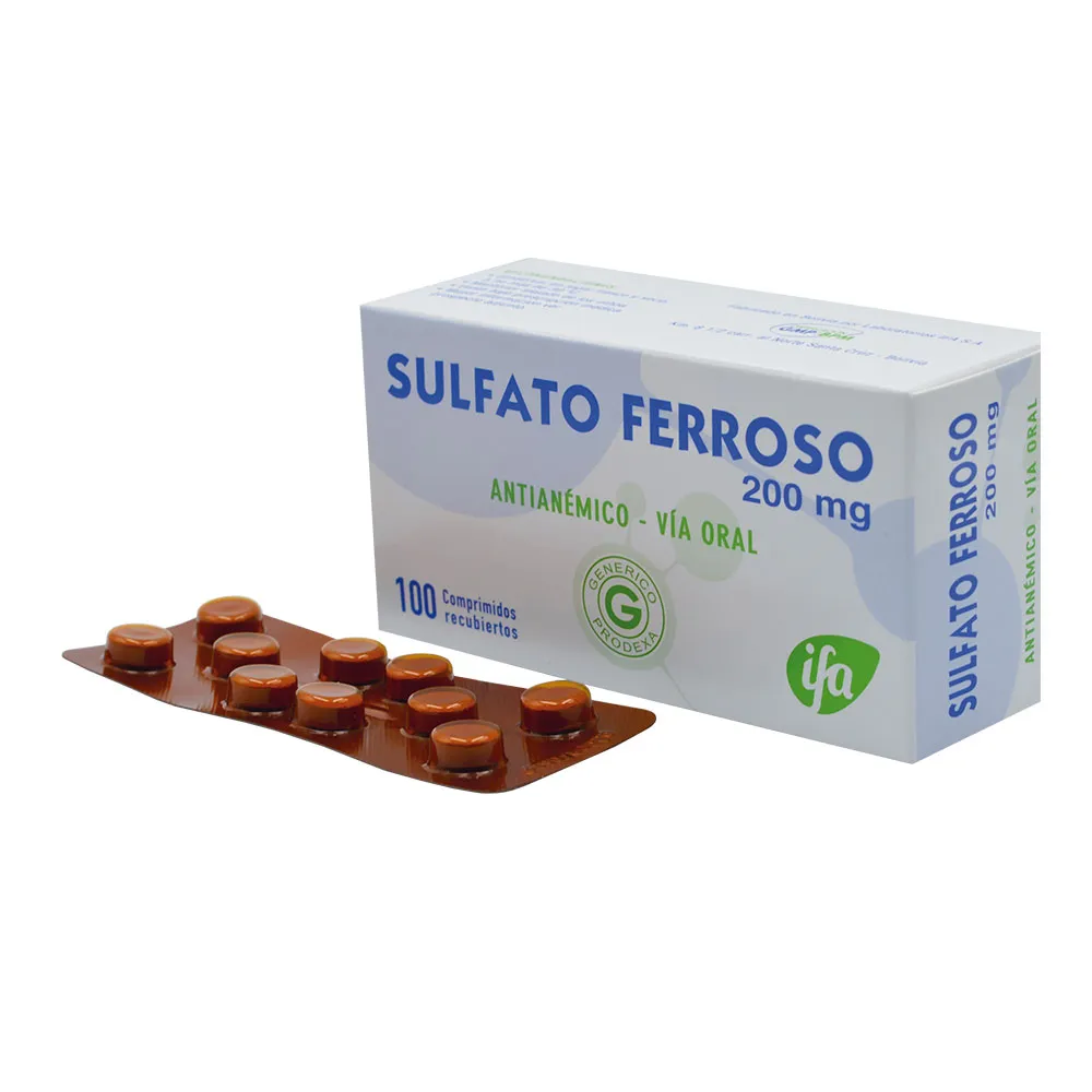 SULFATO FERROSO 200 MG CAJA X 100 COMPRIMIDOS - Ecofarma