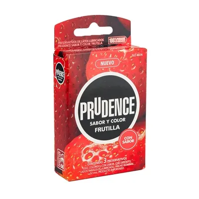 PRUDENCE SABOR Y COLOR FRUTILLA CAJA X 3 PRESERVATIVOS - Ecofarma