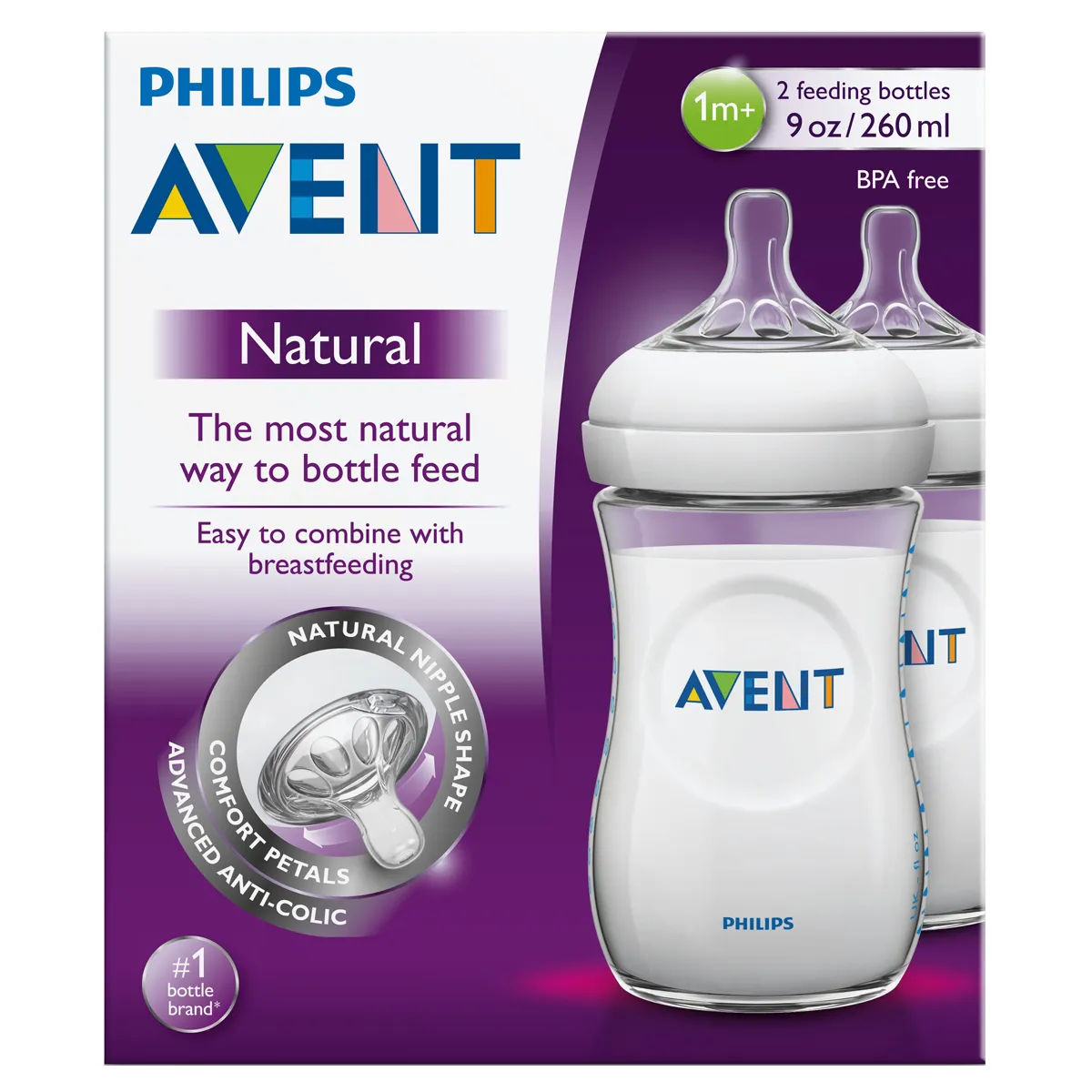 BIBERON AVENT NATURAL 260 ML X 9 OZ 2 X 1 - Ecofarma