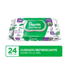 TOALLITAS HUMEDAS PEQUEÑIN ALOE NATURAL VERDE X 24 UNID. - Ecofarma