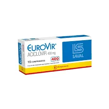 EUROVIR ACICLOVIR 400 MG CAJA X 15 COMPRIMIDOS - Ecofarma