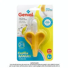 MORDILLO CEPILLO DIENTES BANANA 2 EN 1 GENIAL - Ecofarma