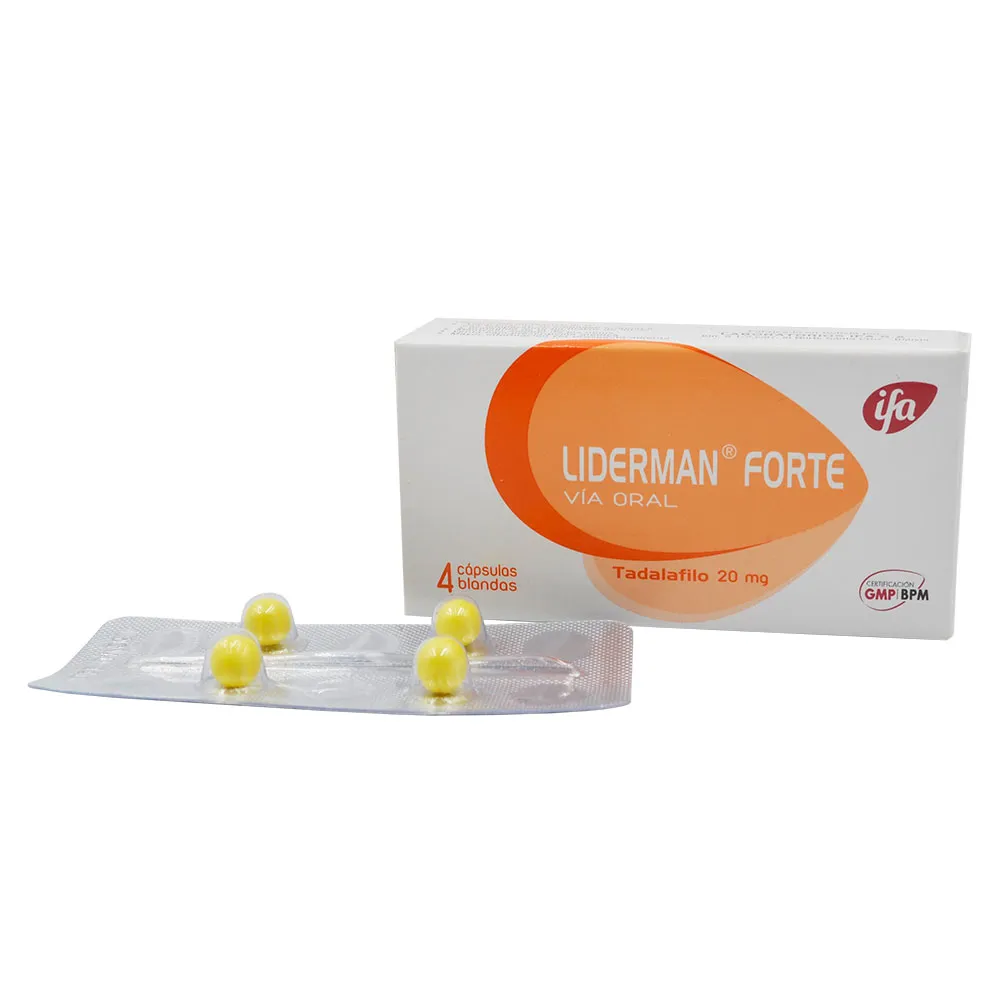 LIDERMAN FORTE 20 MG CAJA X 4 CAPSULAS - Ecofarma
