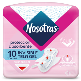 NOSOTRAS INVISIBLE TELA GEL  X 10 TOALLAS - Ecofarma