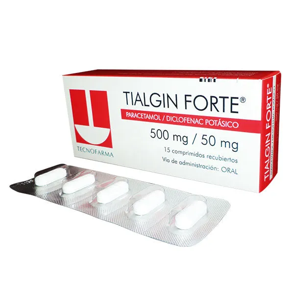 TIALGIN FORTE PARACETAMOL DICLOFENACO CAJA X 15 COMPRIMIDOS - Ecofarma
