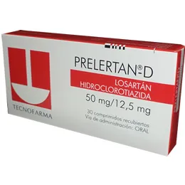 PRELERTAN D LOSARTAN HIDROCLOROTIZIDA 50/12.5 MG CAJA X 30 COMPRIMIDOS - Ecofarma