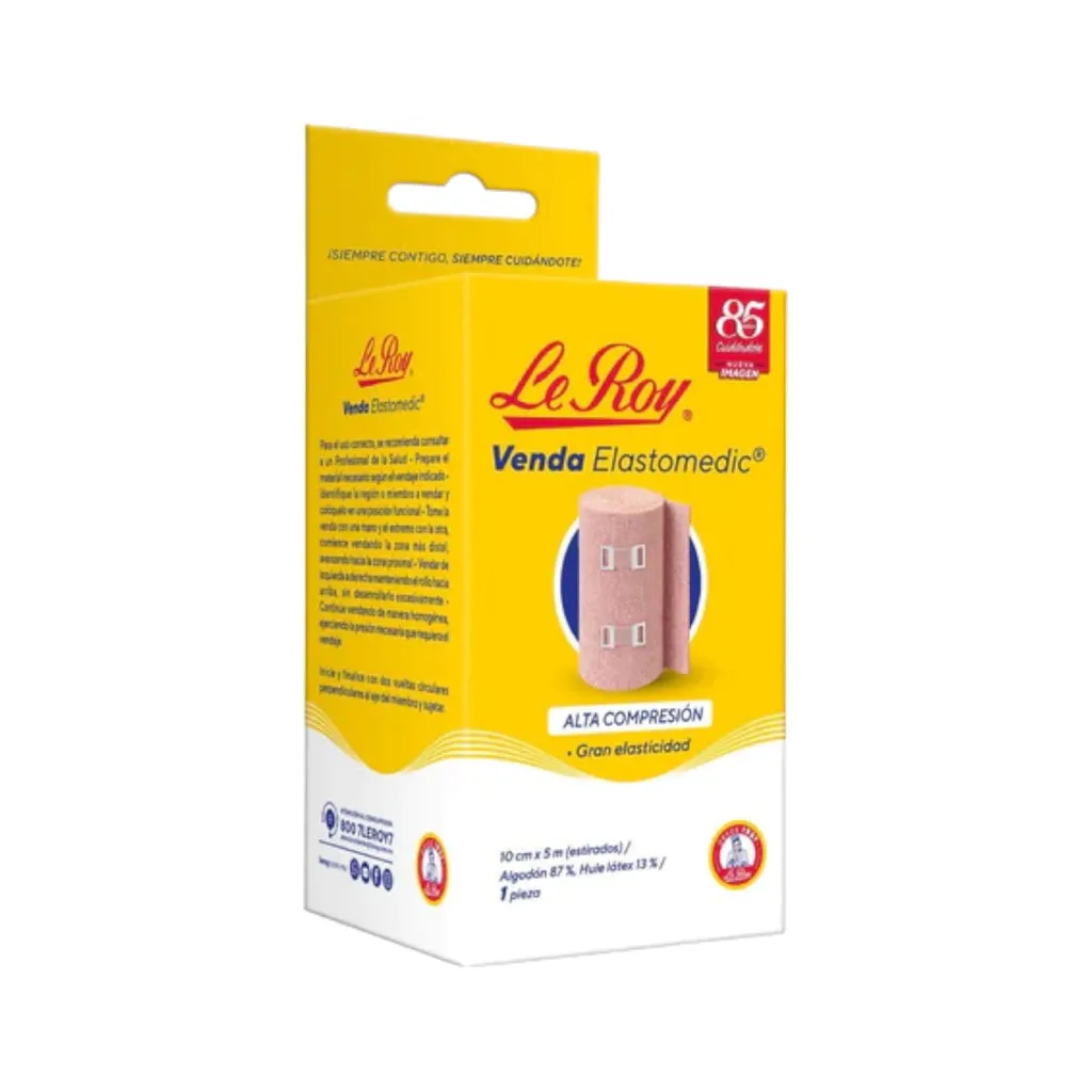 VENDA ELASTICA DE ALTA COMPRESION "LE ROY" 10 CM X 5 M - Ecofarma