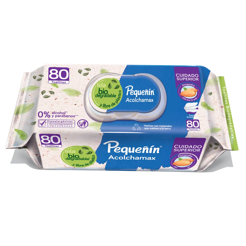 TOALLITAS HUMEDAS PEQUEÑIN ACOLCHAMAX X 80 UNIDADES - Ecofarma