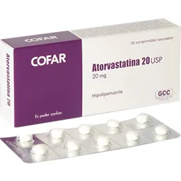 ATORVASTATINA 20 GR CAJA X 30 COMPRIMIDOS - Ecofarma
