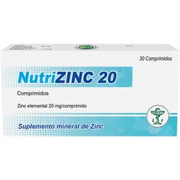 NUTRIZINC 20 MG CAJA X 30 COMPRIMIDOS - Ecofarma
