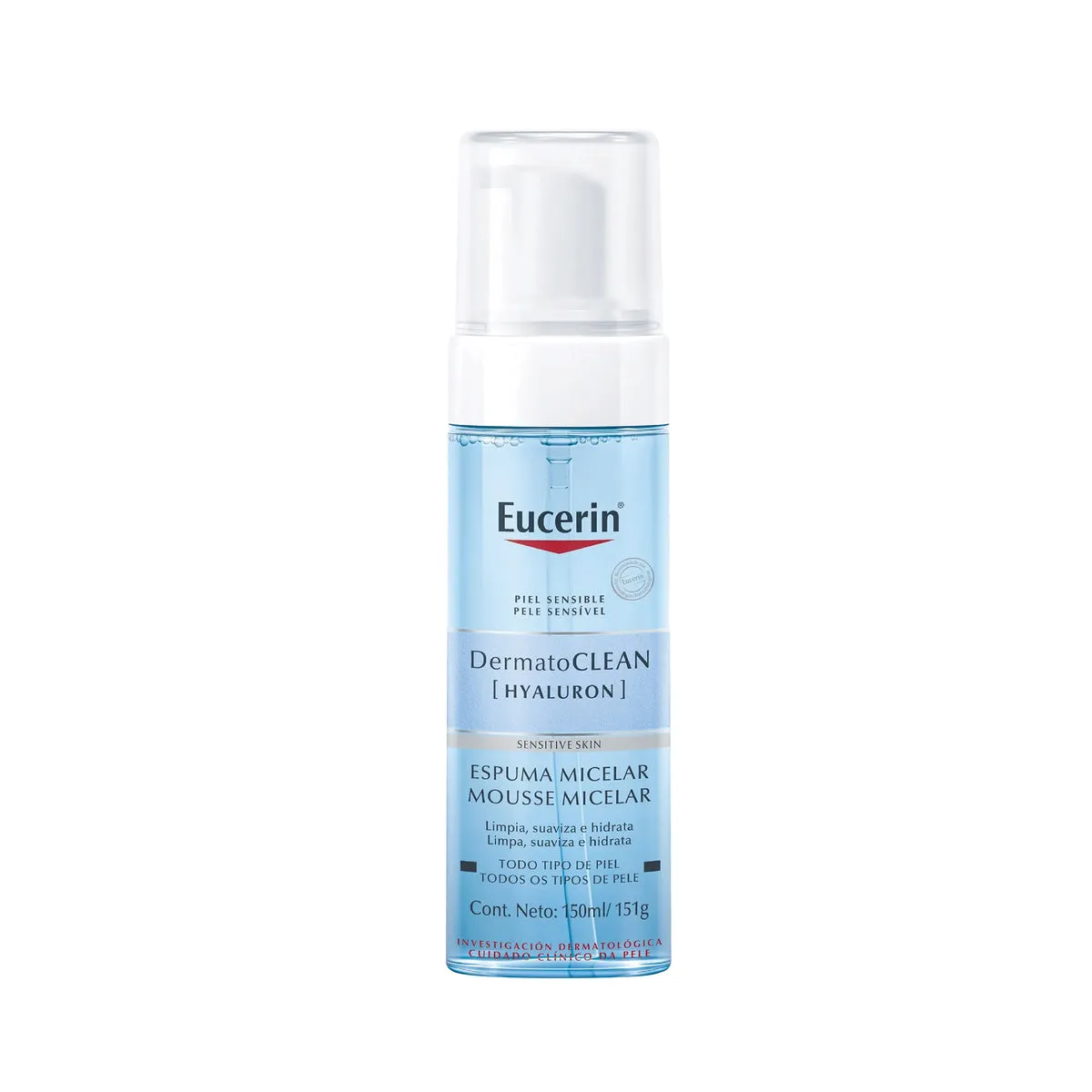 EUCERIN DERMATOCLEAN HYALURON ESPUMA SENSITIVE SKIN  X 150 ML - Ecofarma